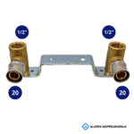 Dubbele muurbeugel Alupex 20mm x 1/2